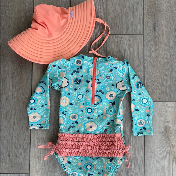 RuffleButts Rashguard Swim Set - Picture 2 of 4